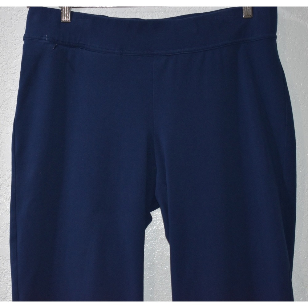 Lands'End Starfish Crop Pants Navy Stretch Zip Pocket LARGE 14-16Leggings